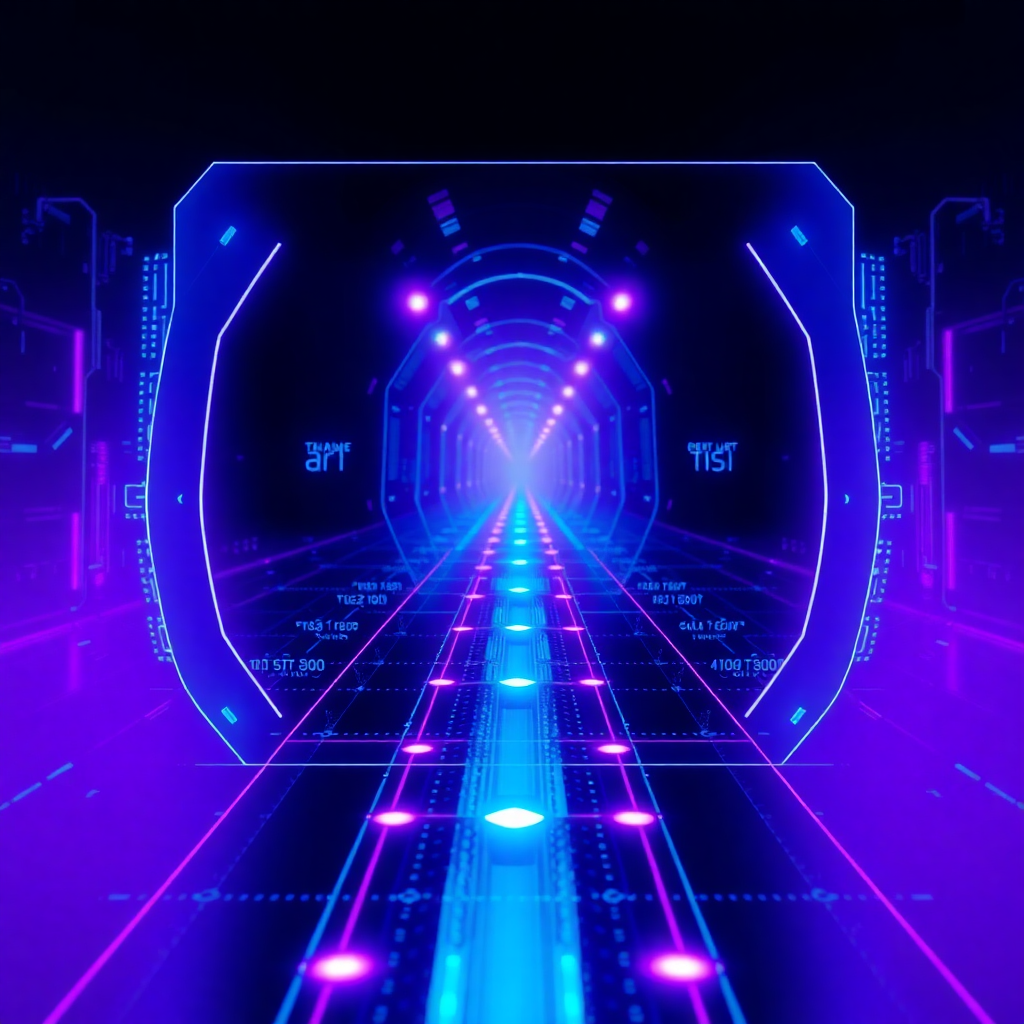 AI artificial intelligence learning path visualization, futuristic interface, holographic display, modern technology, purple and blue gradient